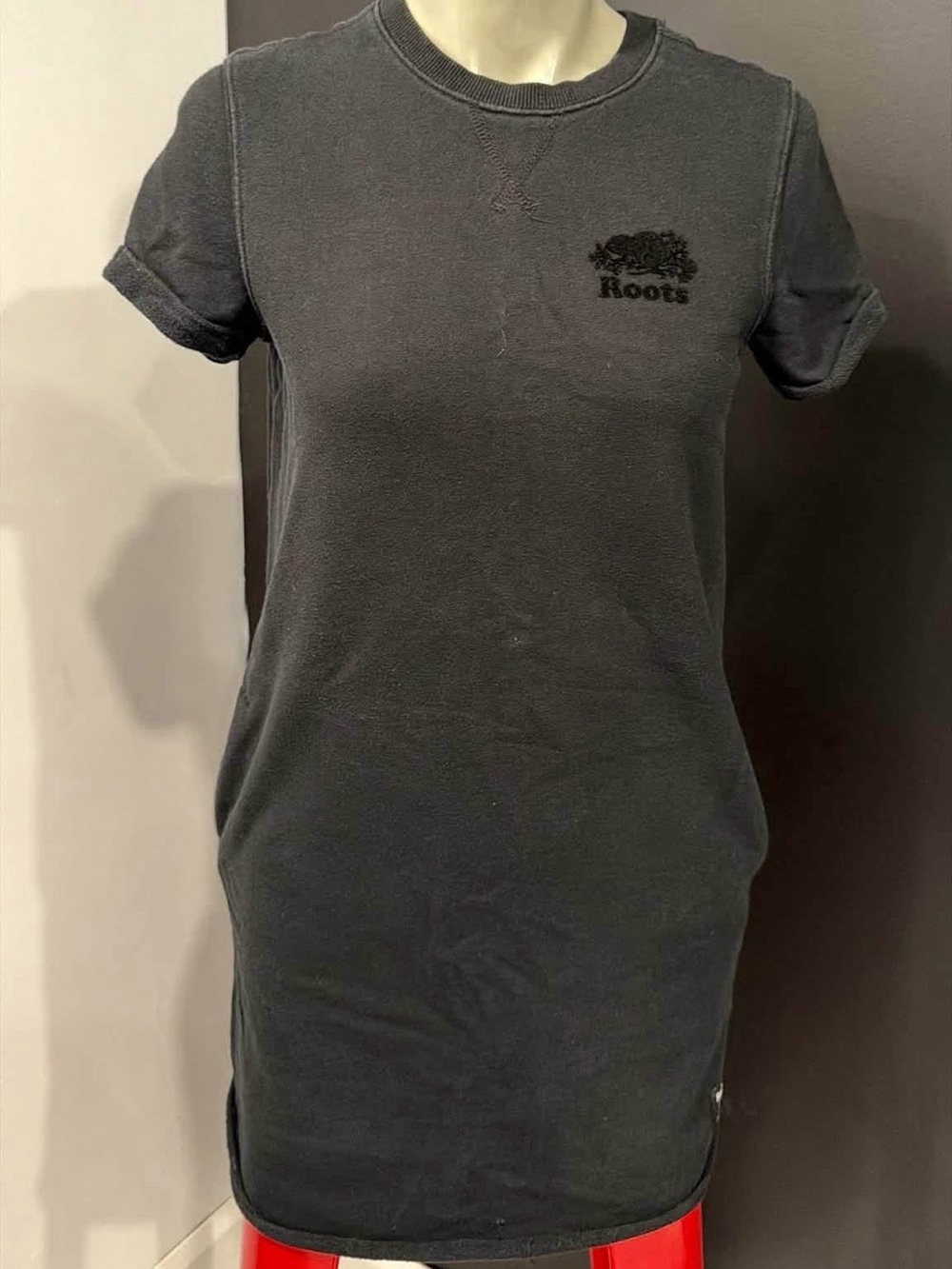 Roots Black Short Sleeve Crewneck Tee Dress